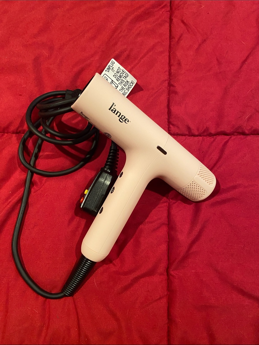 l'ange Blush Pink Travel Hair Dryer - Compact T-Shape NEW